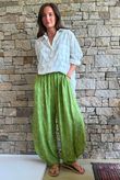 Lalli Damask Classic Tapered Barrel Leg Pant Olive